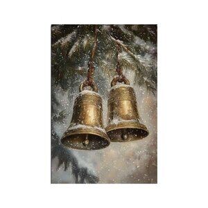 Christmas Jingle Bells Unframed Canvas Wall Art  24" X 36"